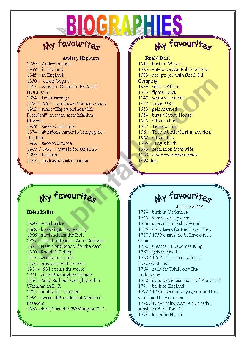 BIOGRAPHIES worksheet