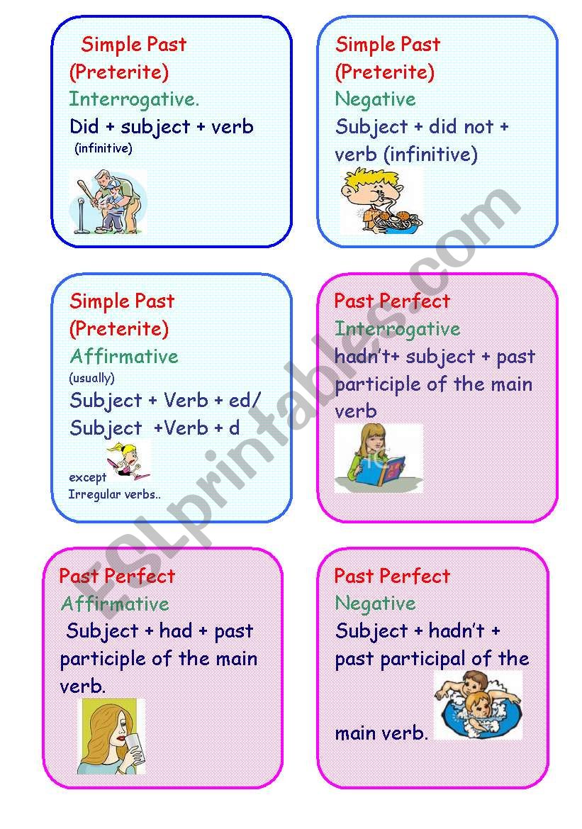 Tense and time cards worksheet