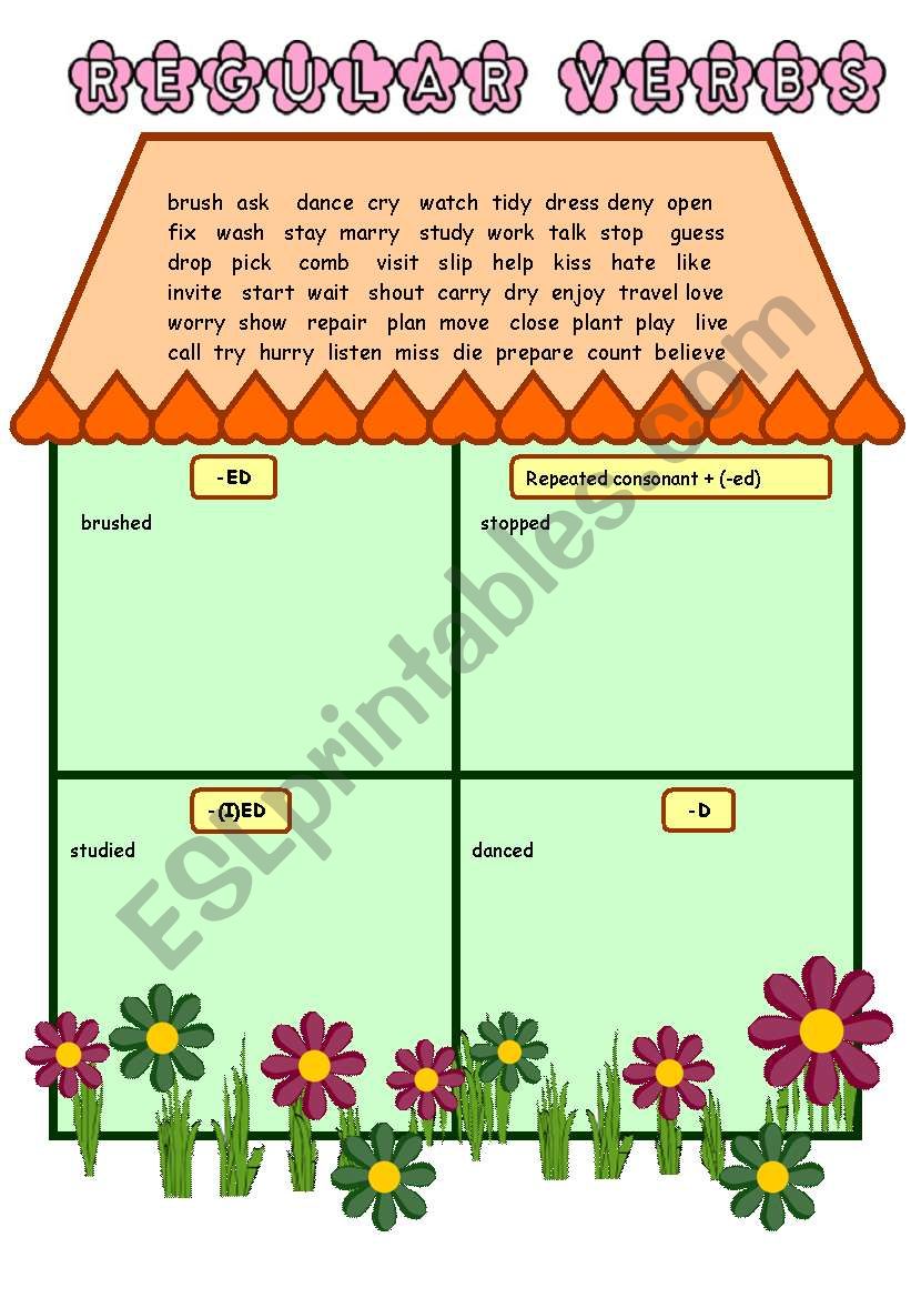 REGULAR VERBS  HOUSE worksheet