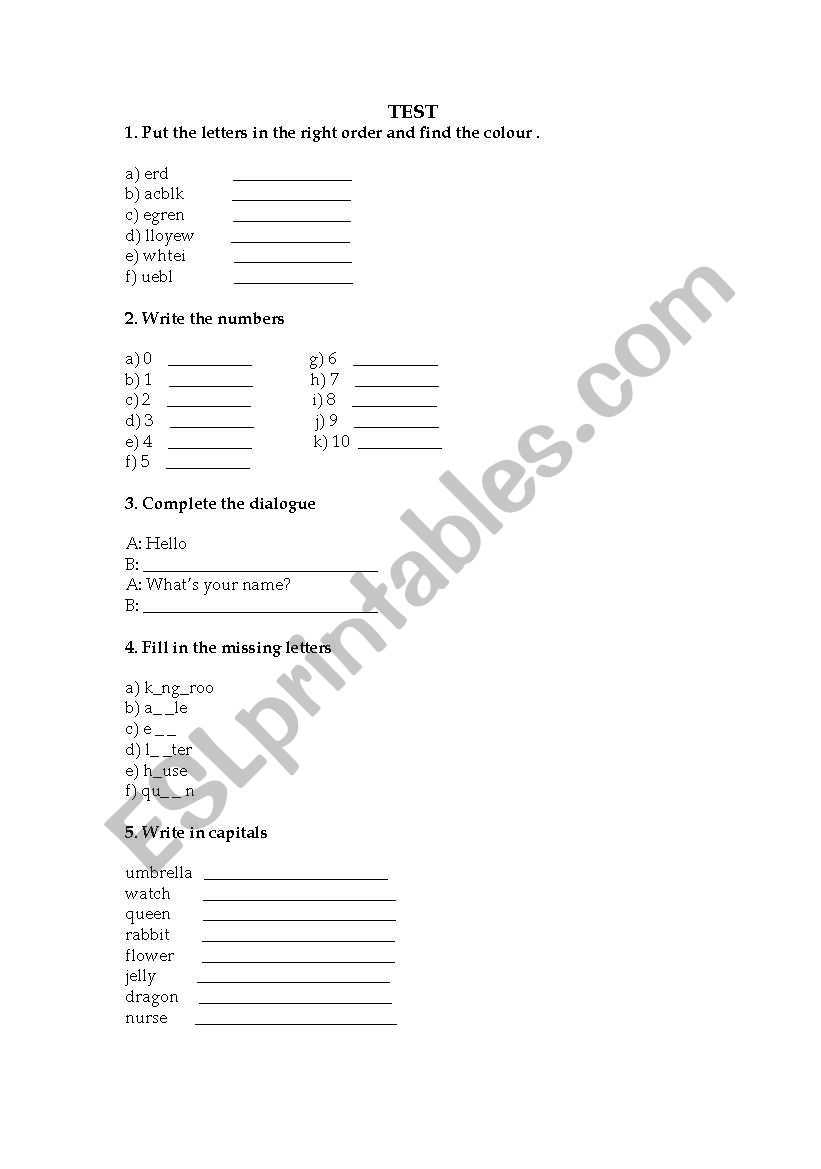 Alphabet Colours and Numbers worksheet