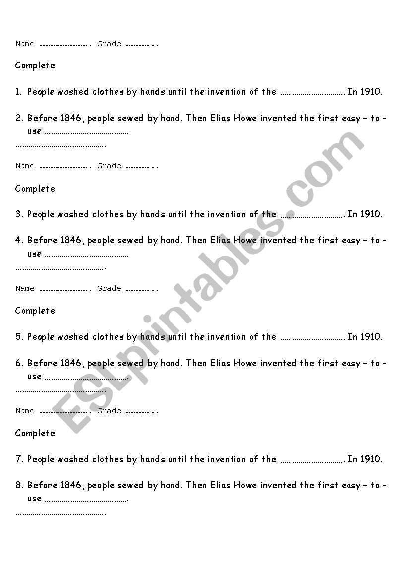 life in the past worksheet