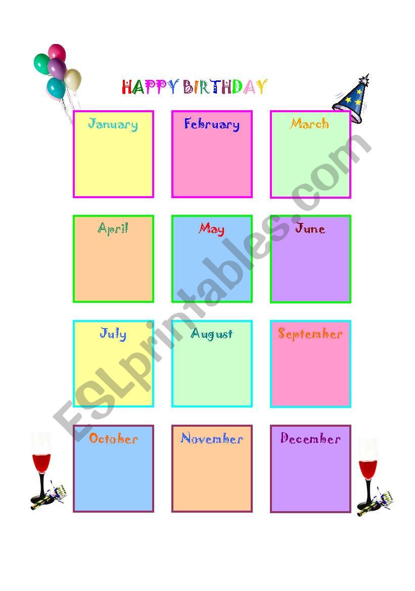 Birthday Chart for your classroom