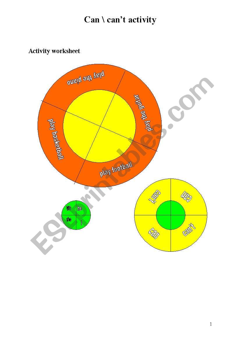 Can  Cant activity worksheet