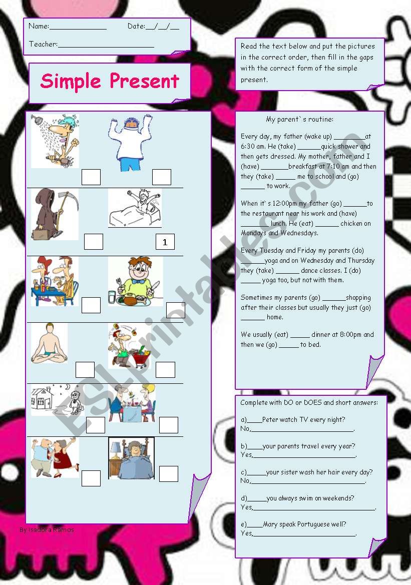 Family Routine worksheet