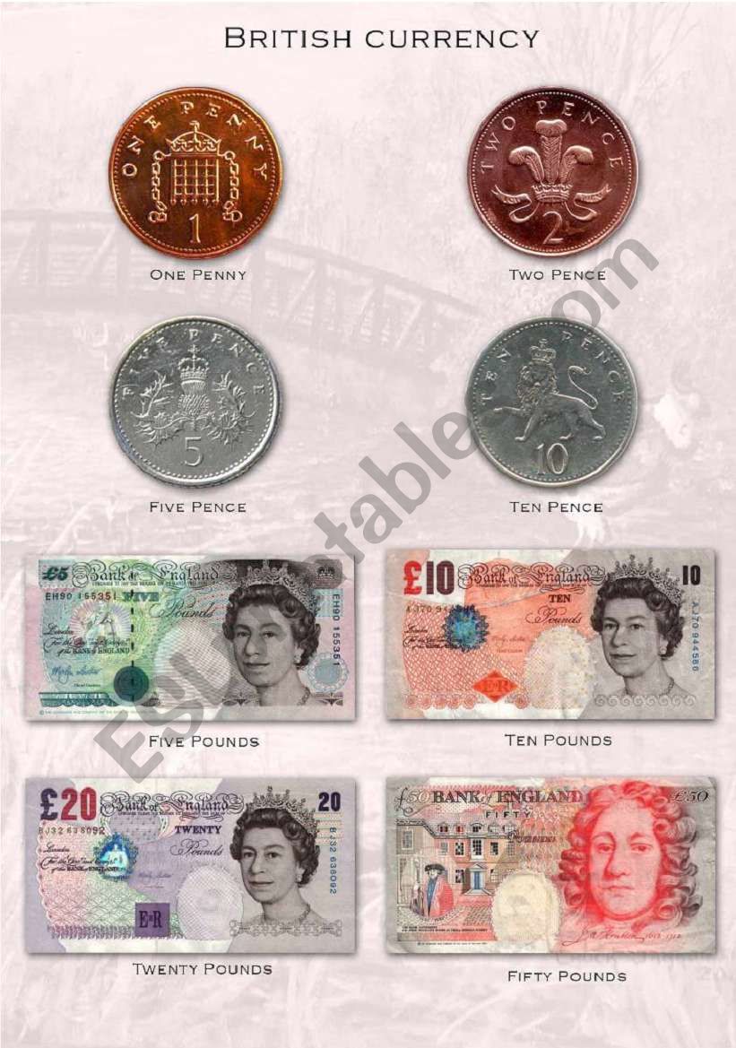 British currency worksheet