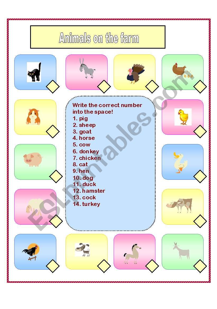 Animals on the farm worksheet