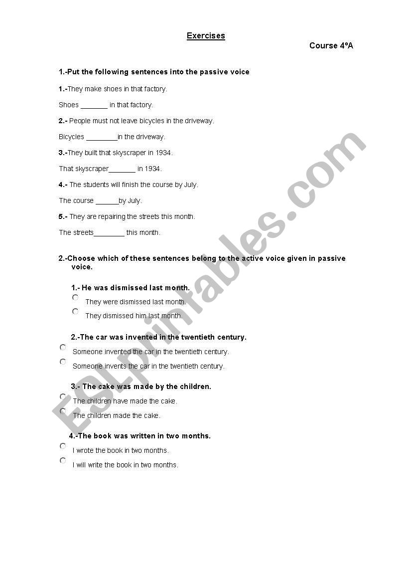 Passive voice worksheet