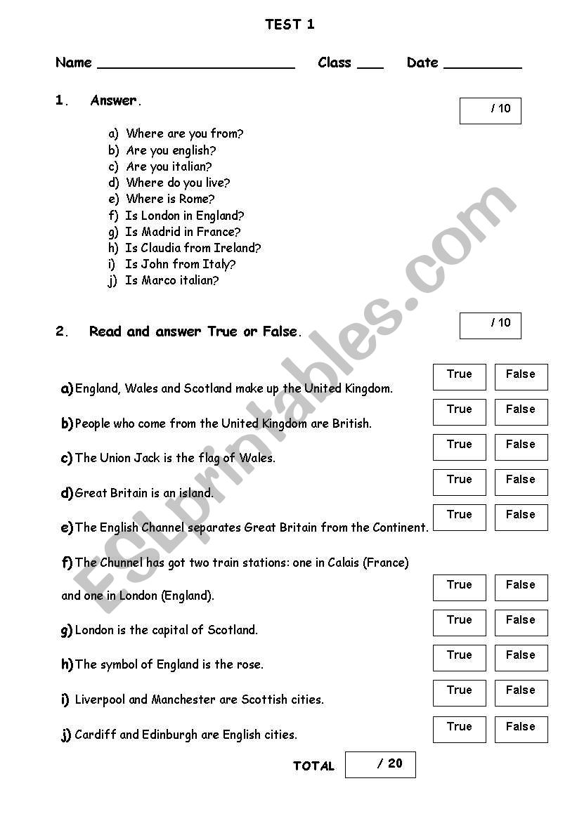 Test worksheet