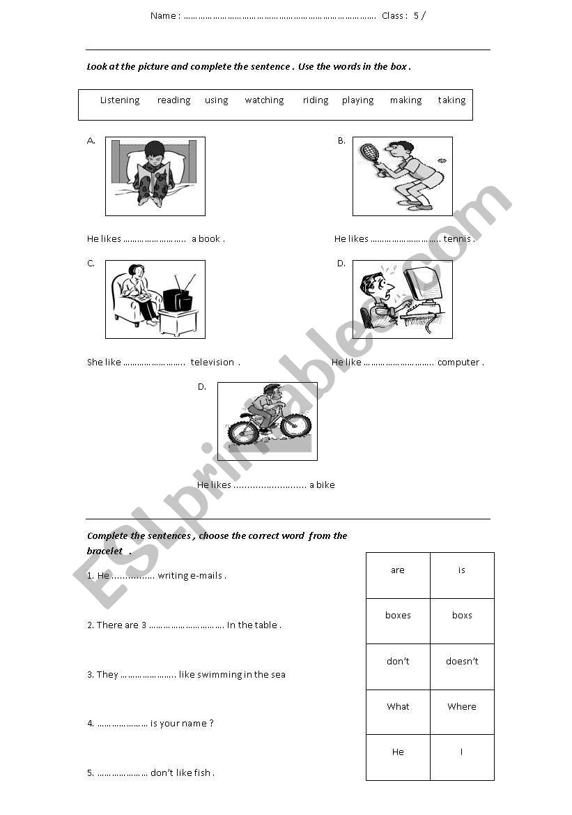 Grammar  & Vocabulary worksheet