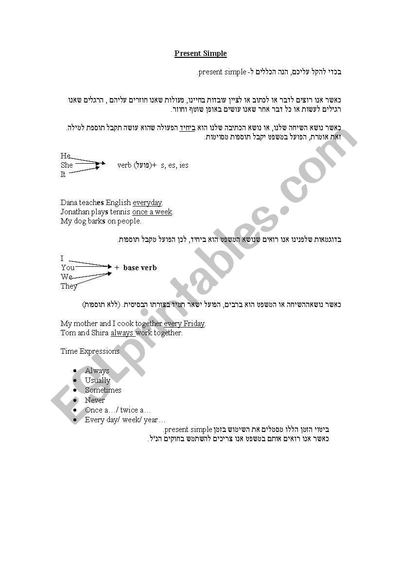 present simple worksheet