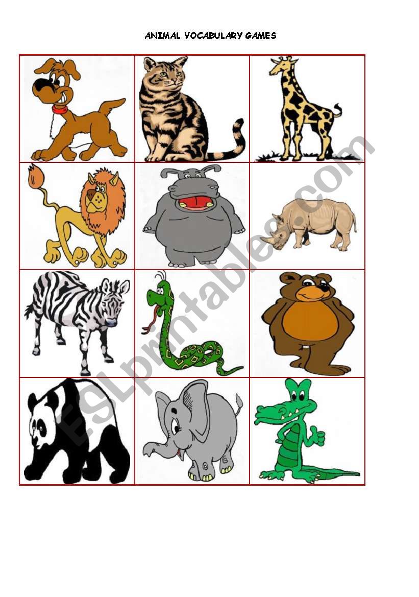 animal vocabulary games worksheet