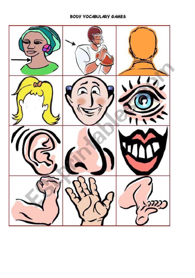 body vocabulary games worksheet