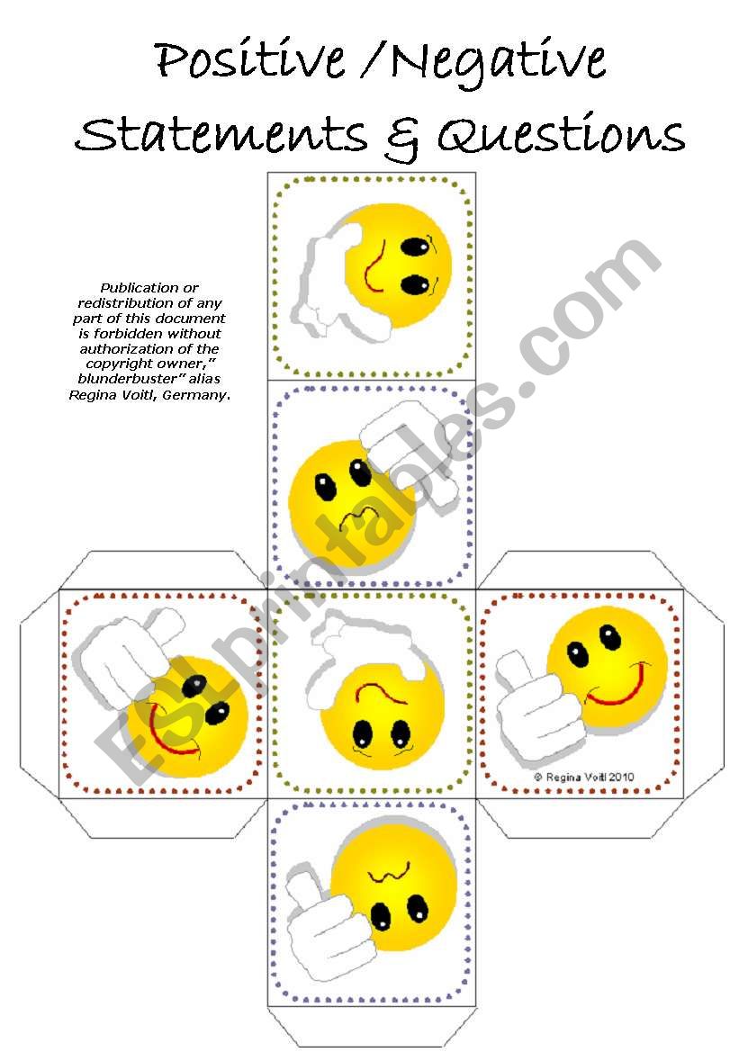 All Tenses Practice Cube / Dice - Positive / Negative Statements & Questions (by blunderbuster)