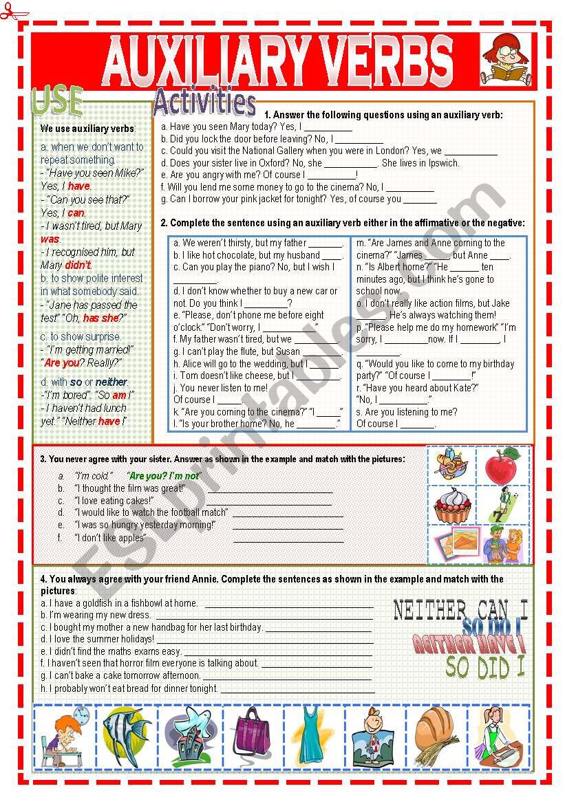 Auxiliary verbs worksheet