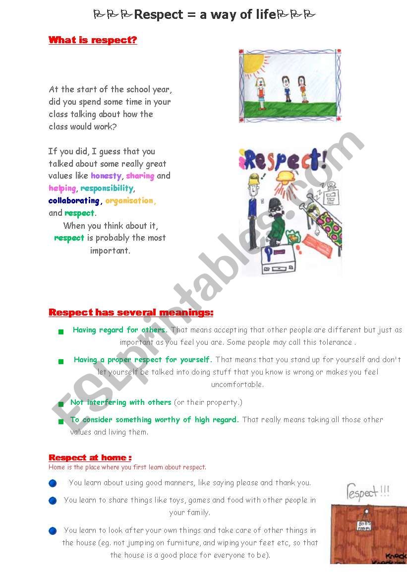 what is respect? worksheet