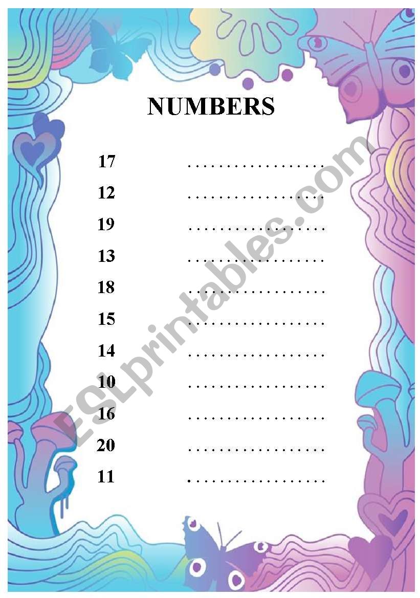 Numbers 10-20 worksheet