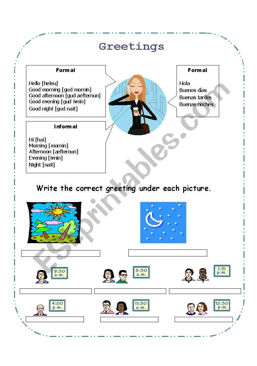 informal Greetings worksheet