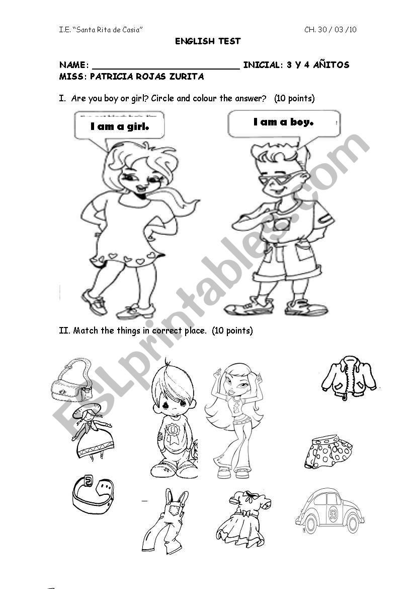 are you boy or girl? worksheet