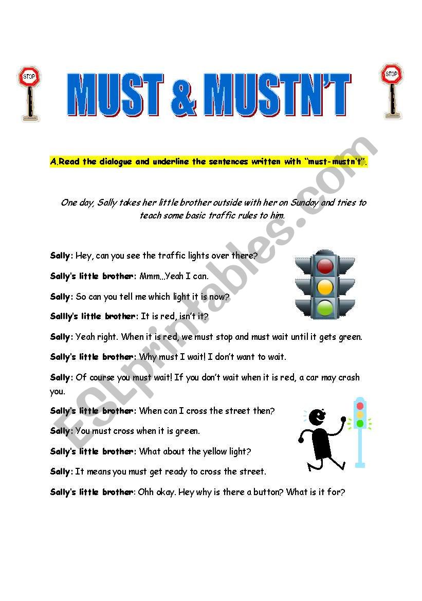 MUST & MUSTNÂ´T worksheet