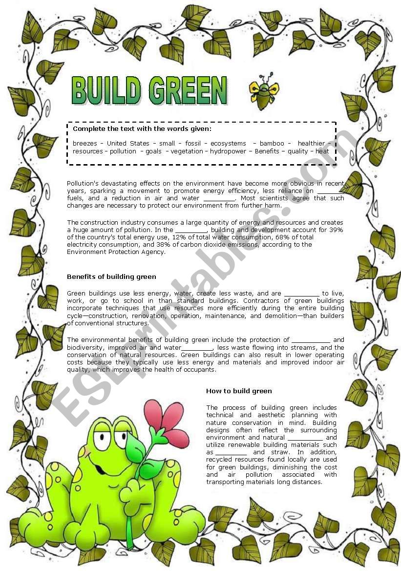 BUILD GREEN + KEY worksheet