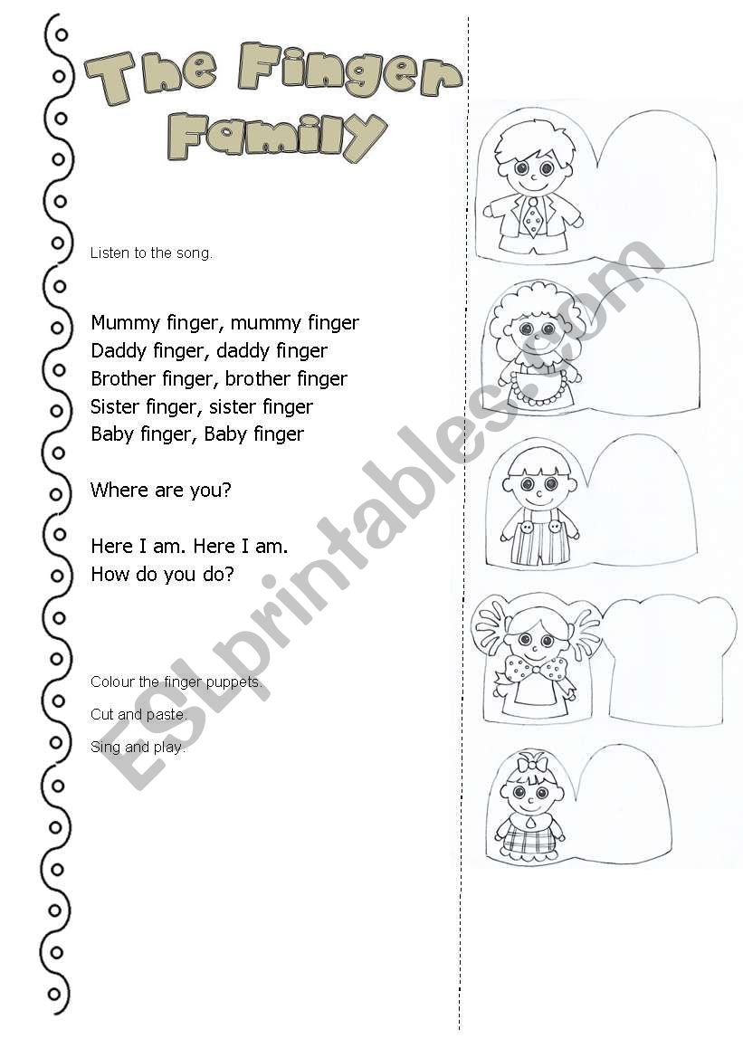 Finger Family worksheet