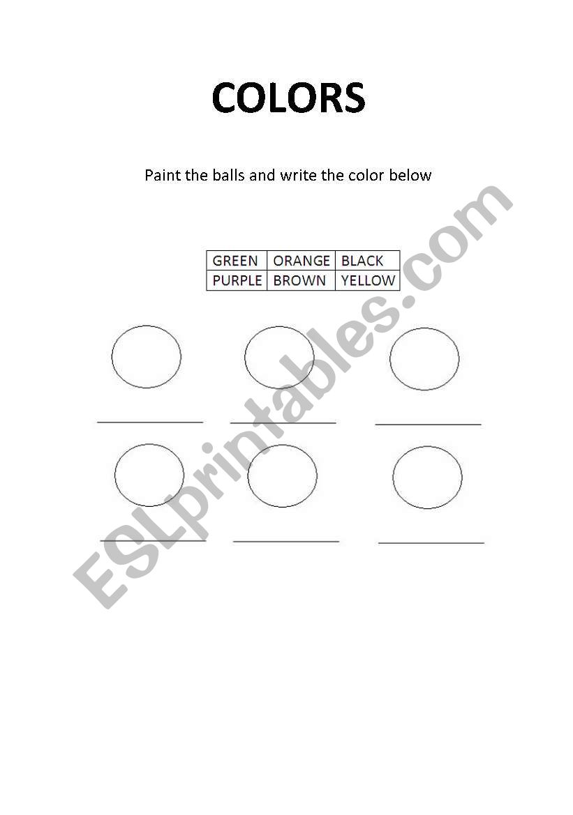 Colors worksheet