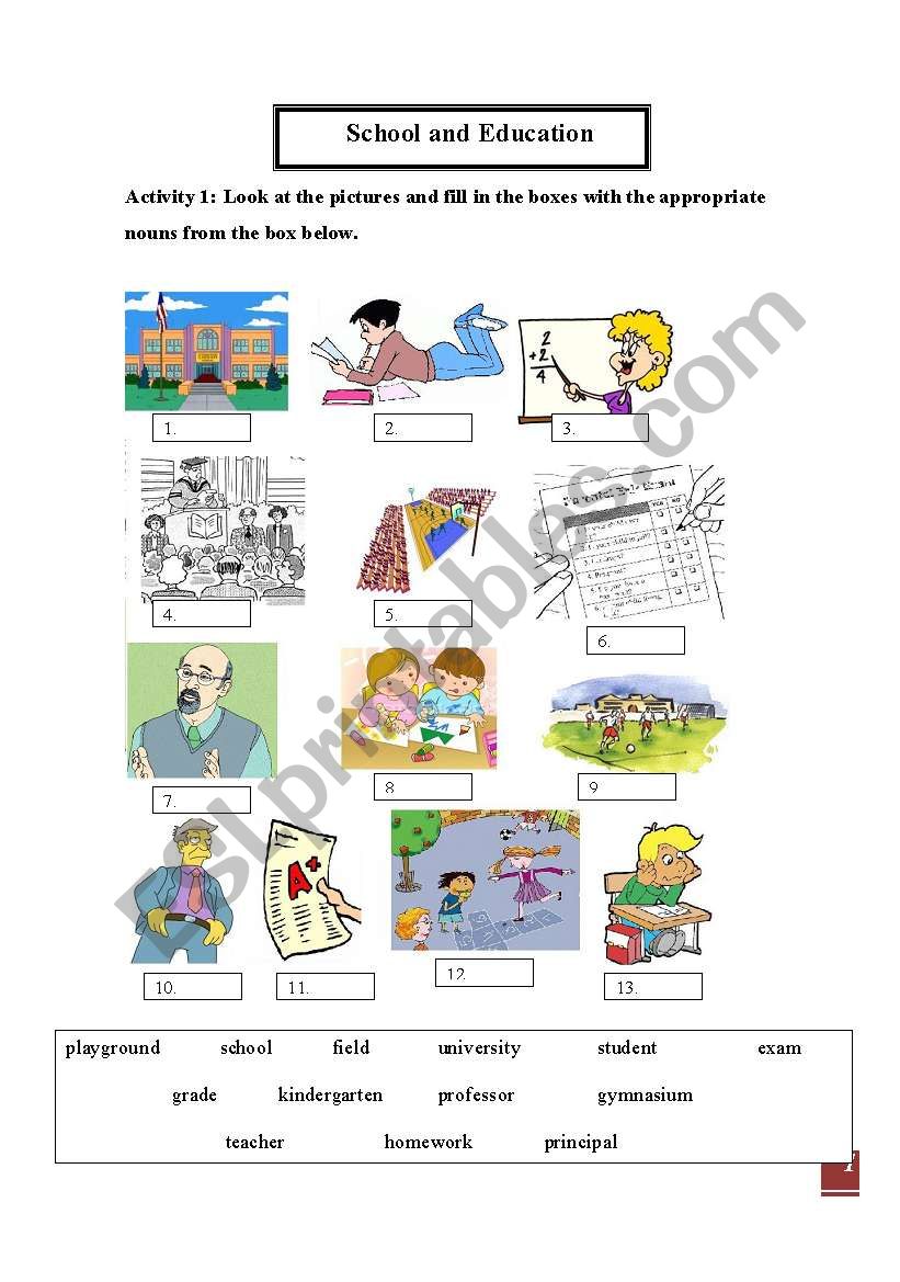 School and Education worksheet