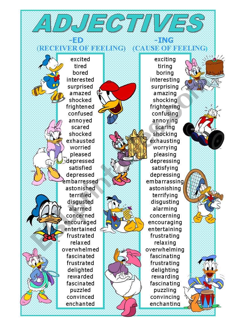 ADJECTIVES (-ED AND -ING) POSTER