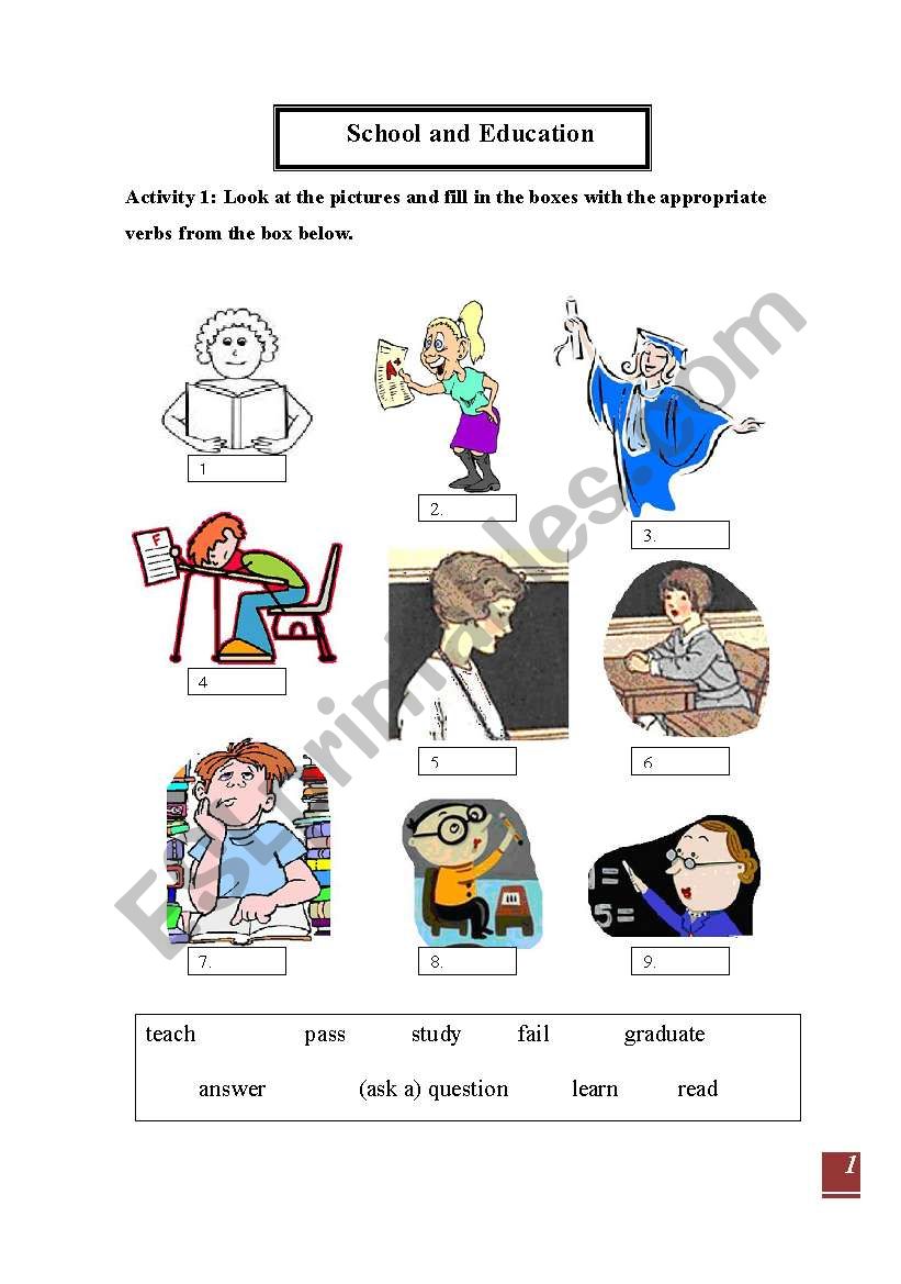 School and Education pt. 2 worksheet