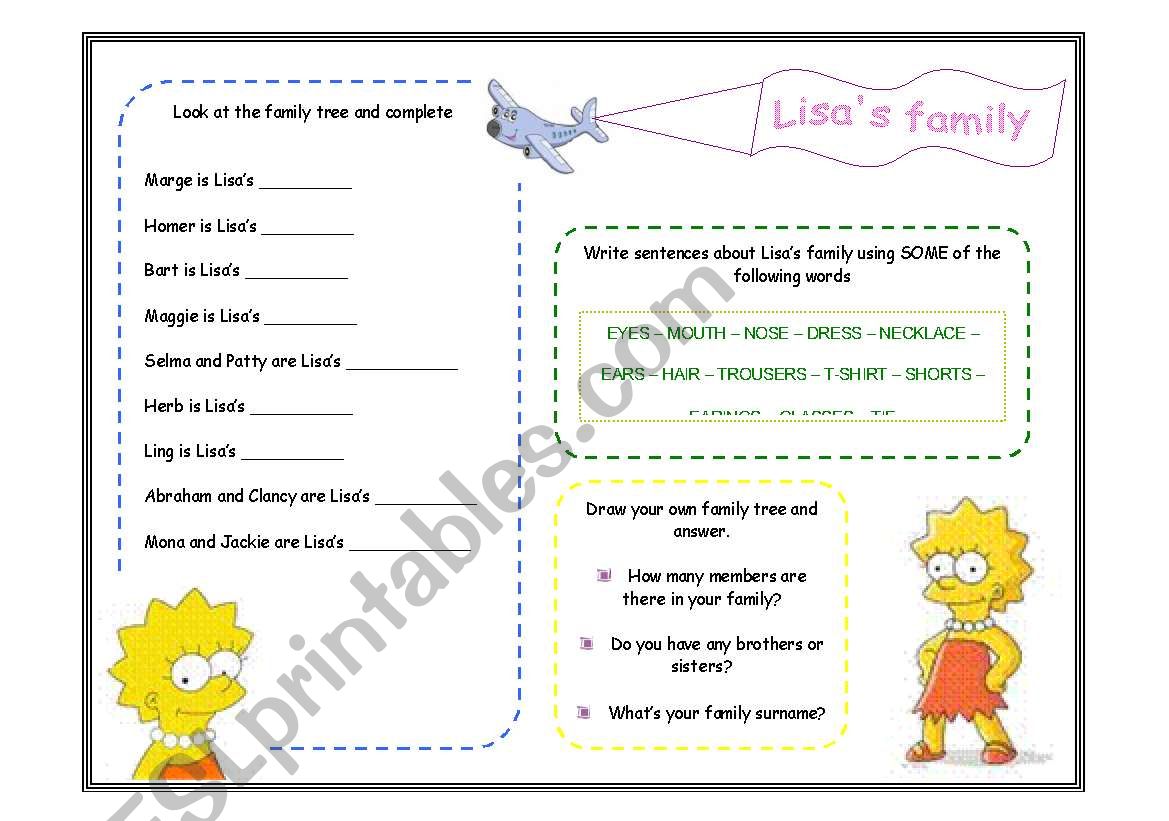 LISAs FAMILY (second part) worksheet