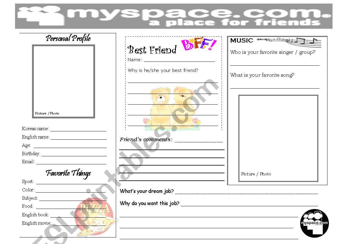 Personal Profile worksheet