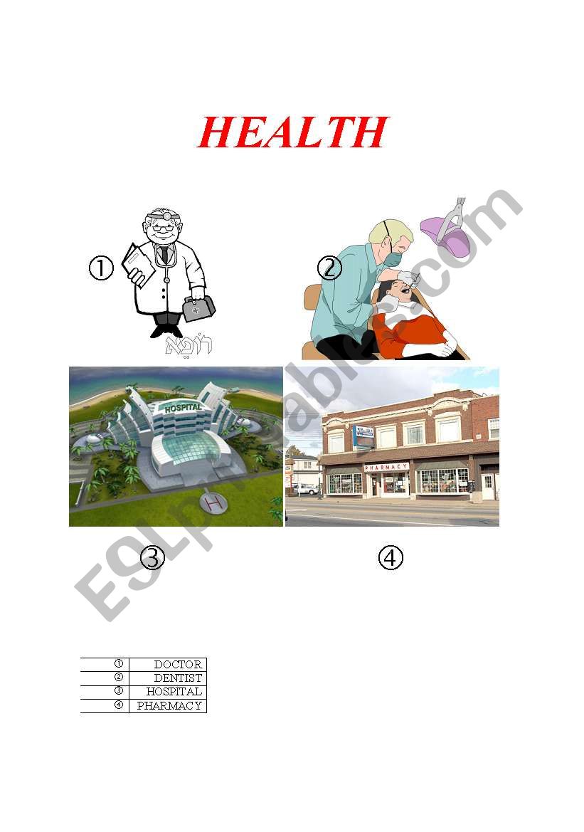 HEALTH worksheet