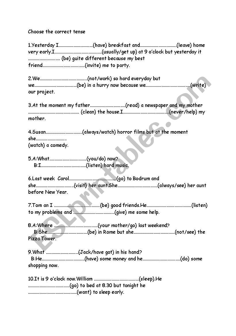 grammar worksheet