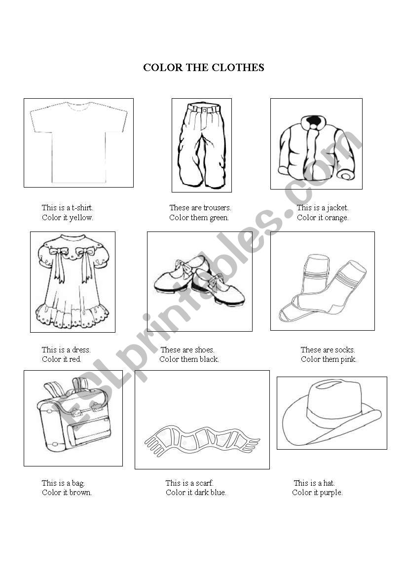Color the Clothes worksheet