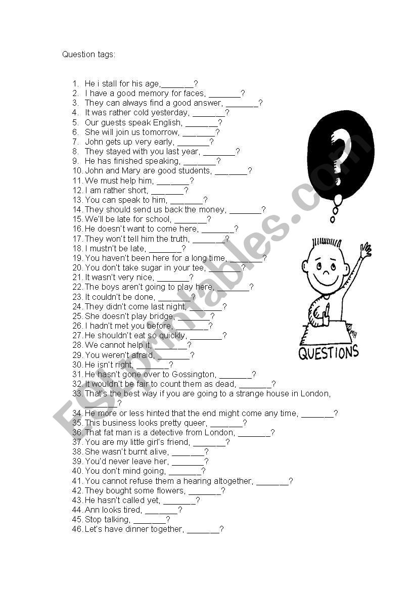 question tags worksheet