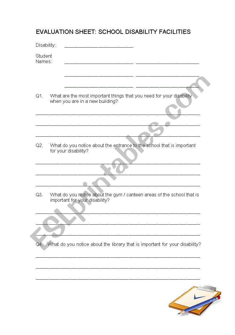 School Disability Facilities - Worksheet
