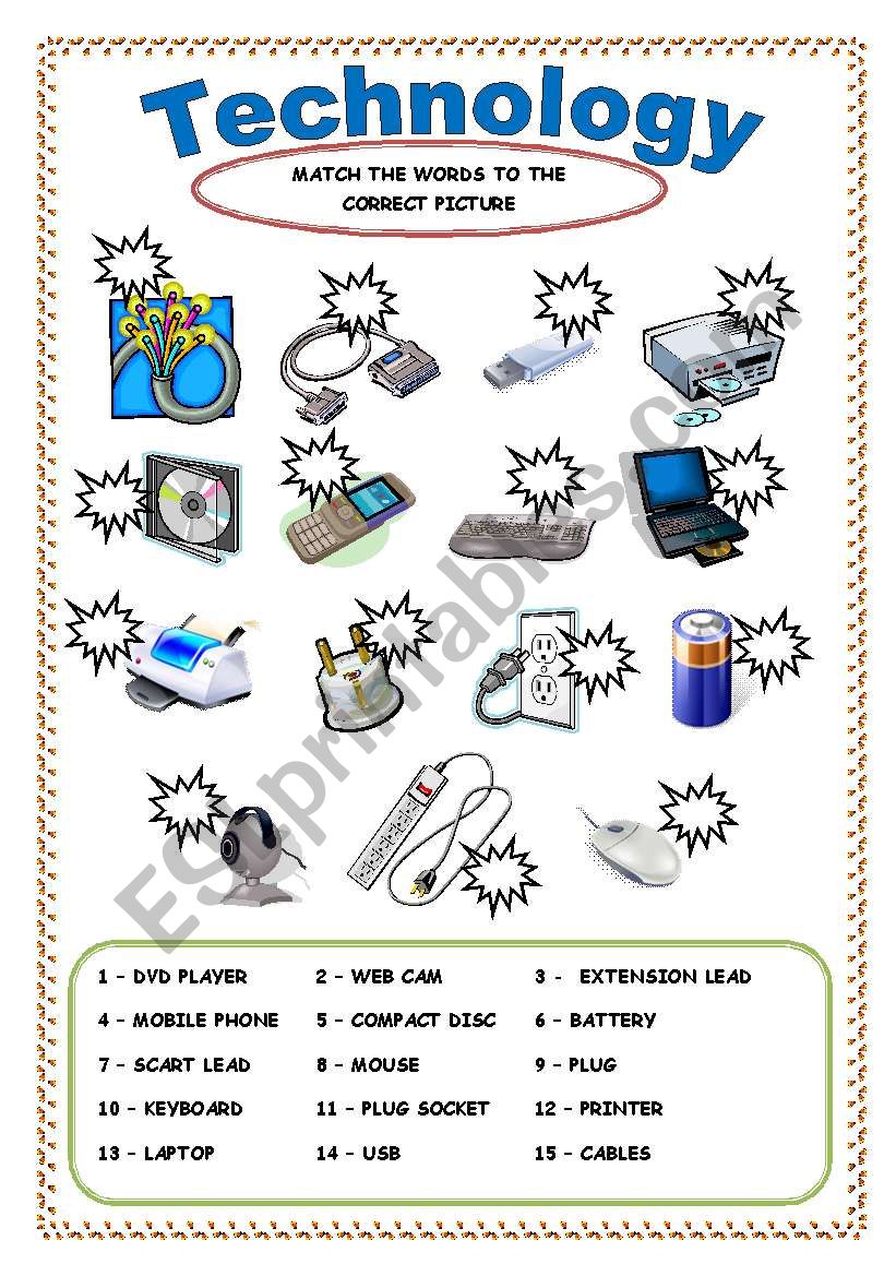 Technology Vocab Builder worksheet