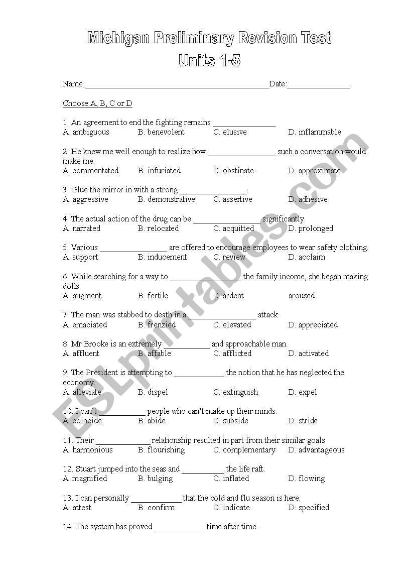 vocabulary worksheet