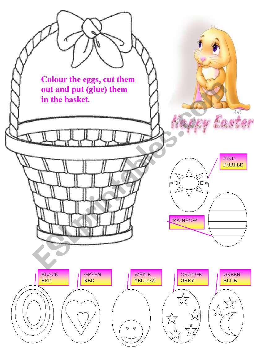 easter eggs basket worksheet