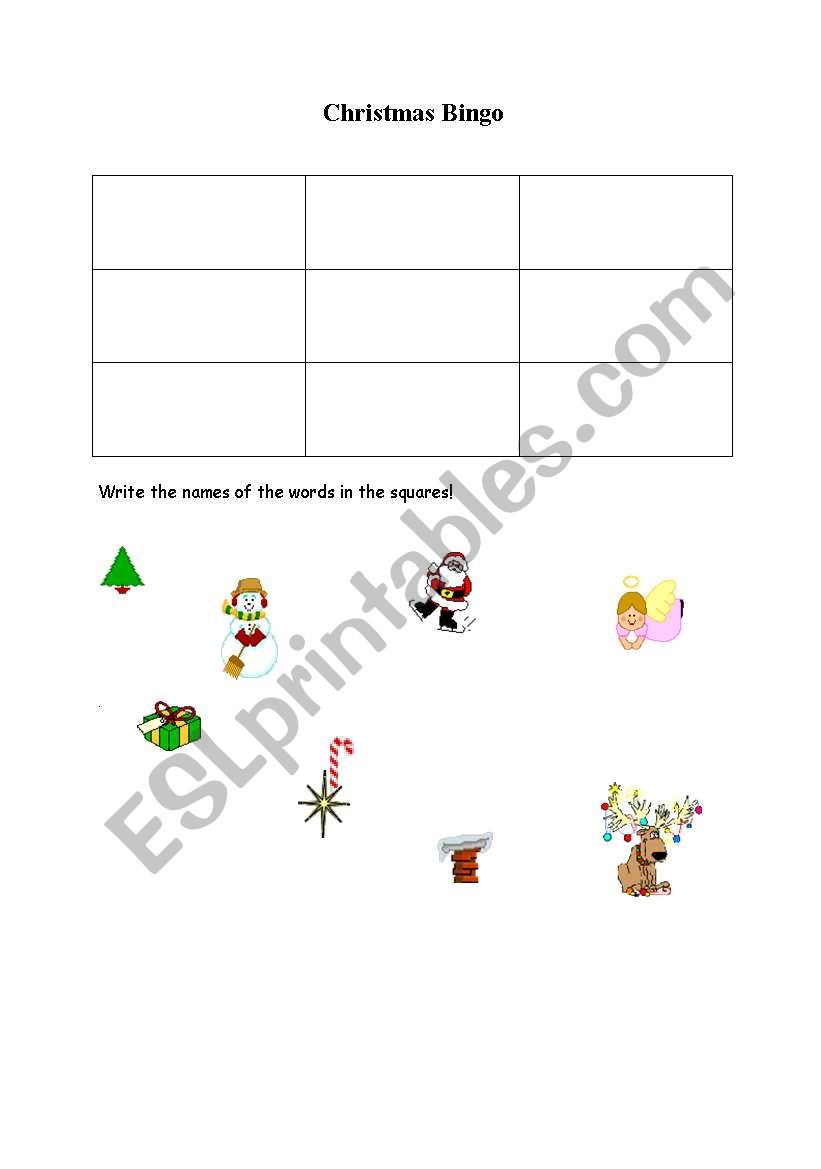 Christmas Bingo worksheet