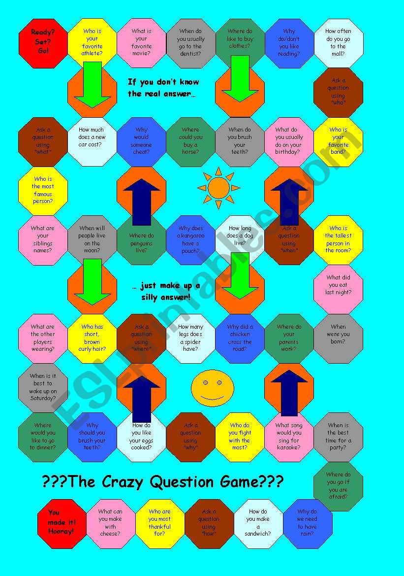 The Crazy Question Game worksheet