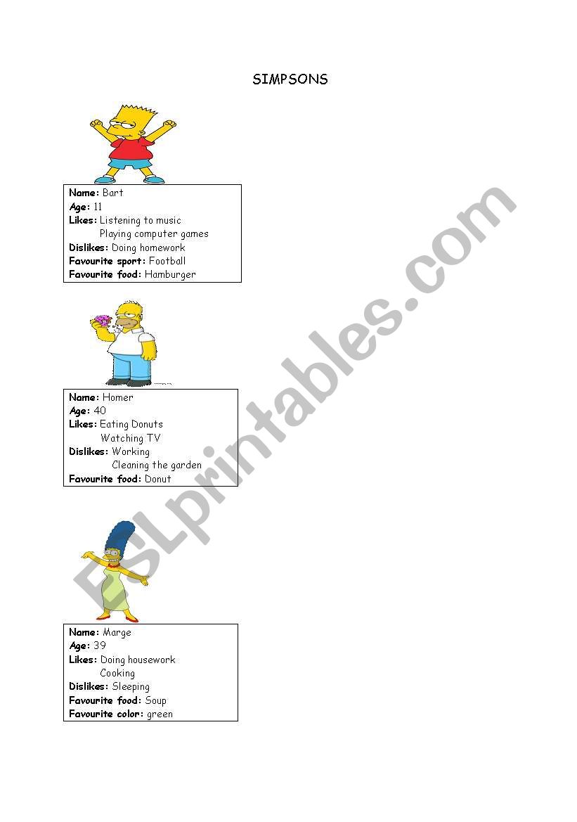 cartoons worksheet