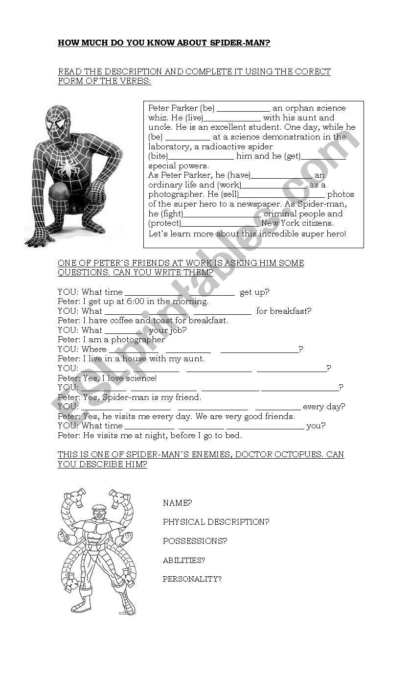 meet a superhero! worksheet