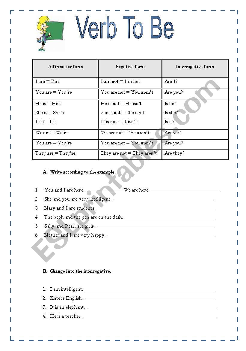 Verb To Be  worksheet
