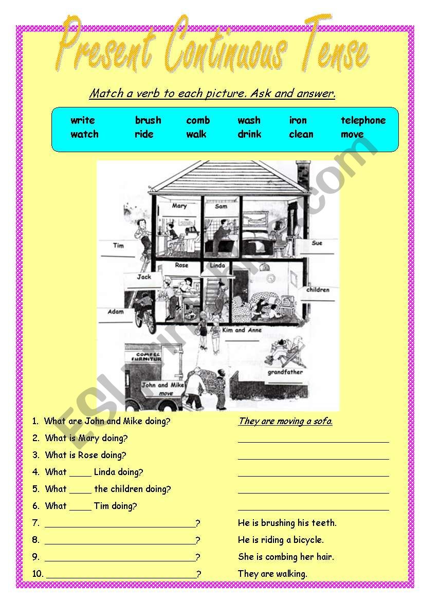 Present Continuous Tense worksheet