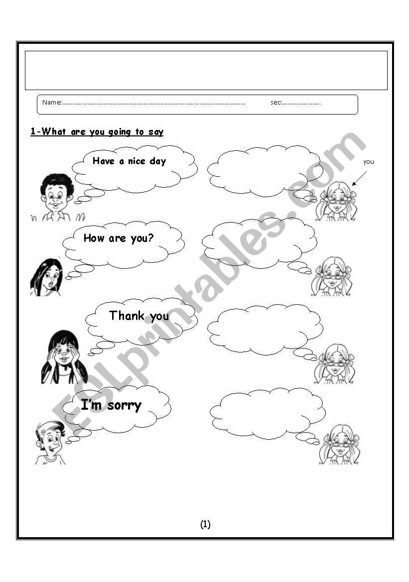 Social expressions worksheet