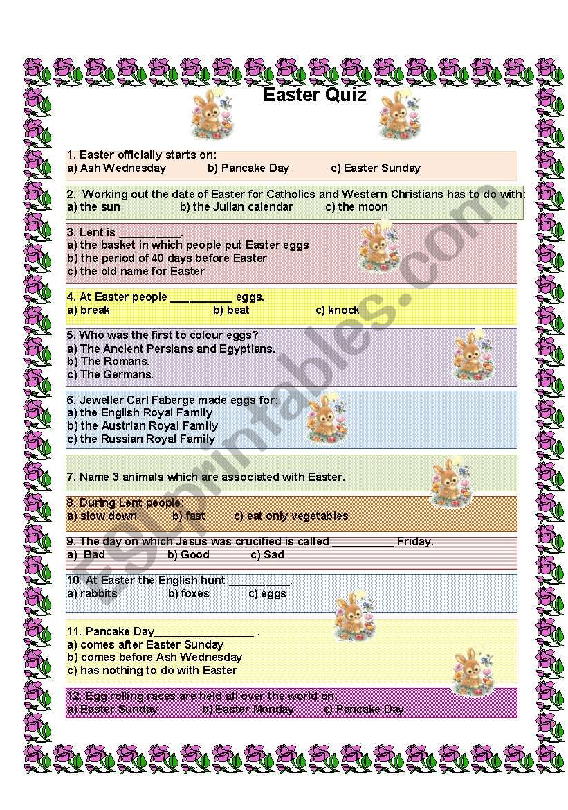 Easter Quiz worksheet