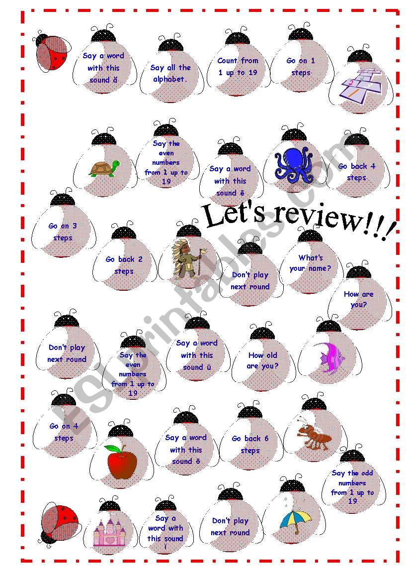 Board Game - Review worksheet
