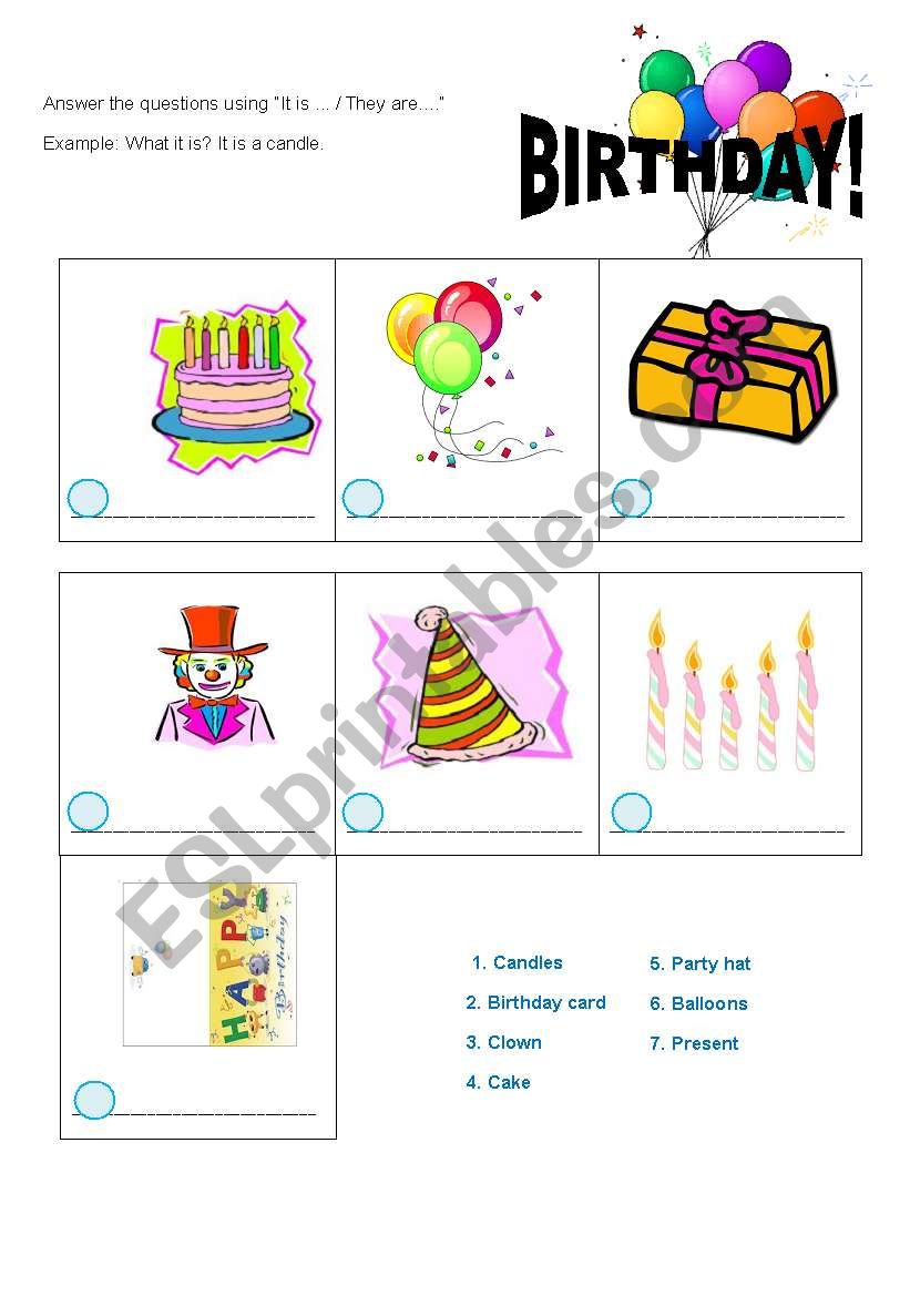 Vocabuary of Birthdays! worksheet