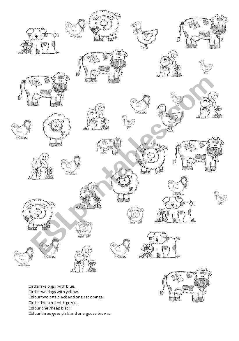 Farm animals worksheet